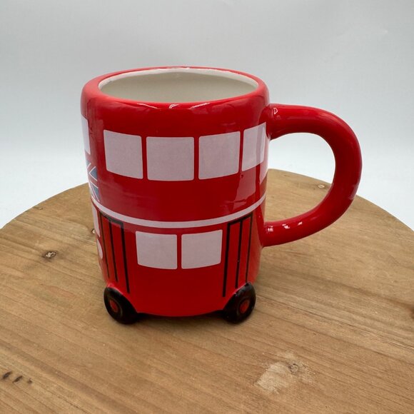 British double decker bus style mug red Union Jack flag red world market cup - Picture 3 of 7